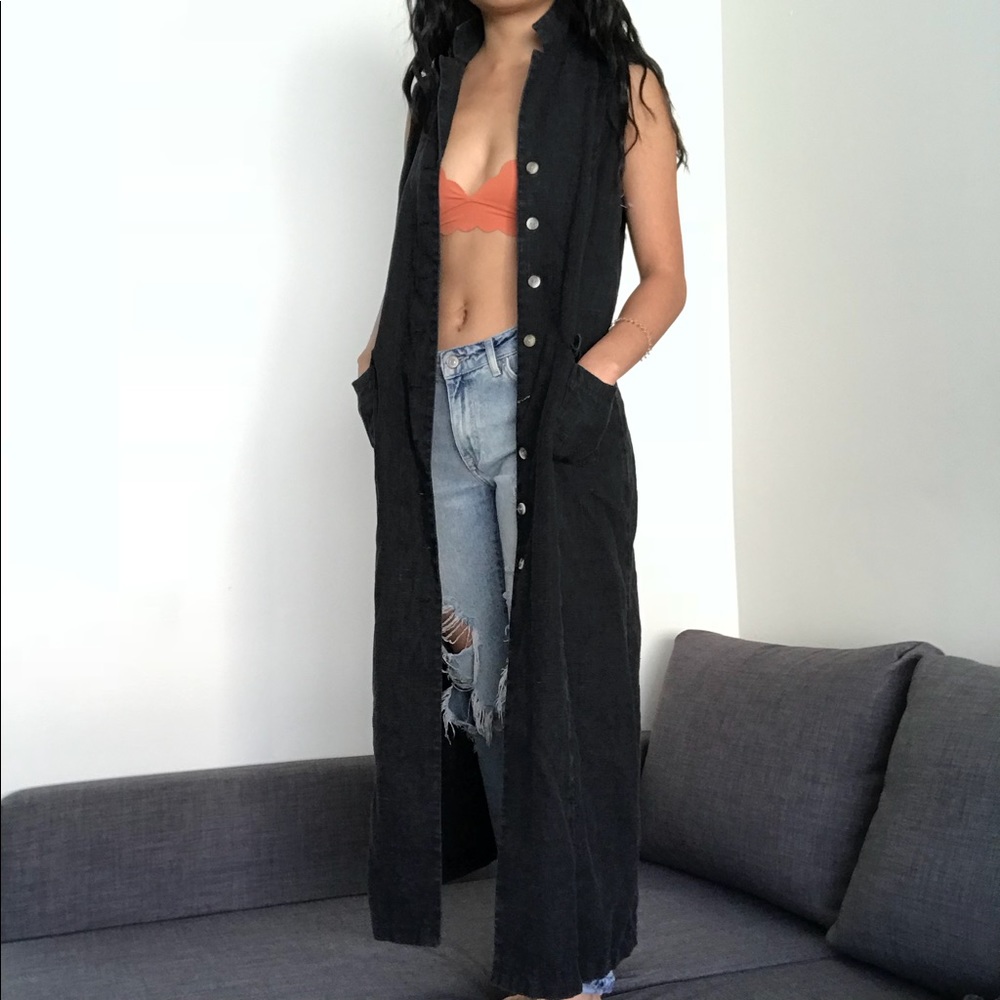 🔥VINTAGE Long Denim-feel Vest